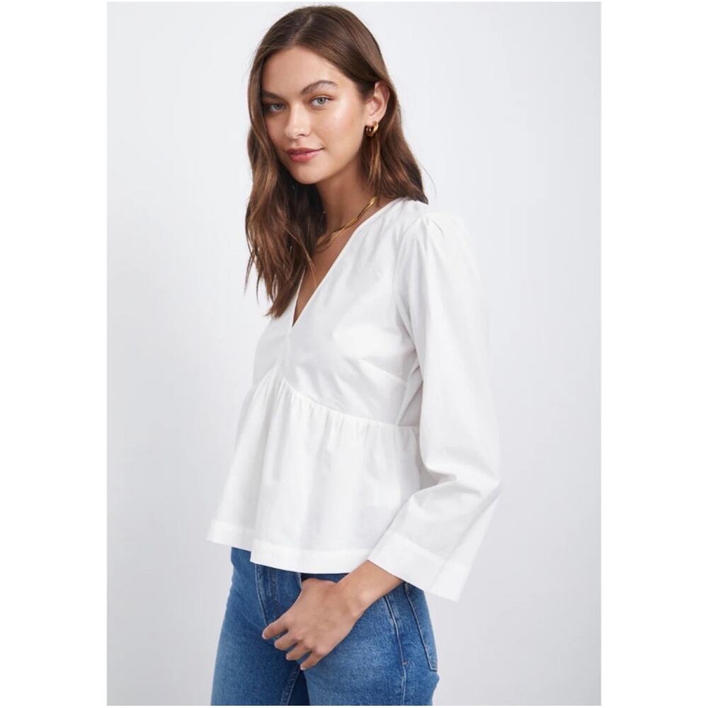 NWT Rails‎ Noella Top White Poplin Cotton Blend Size Medium - Picture 2 of 9